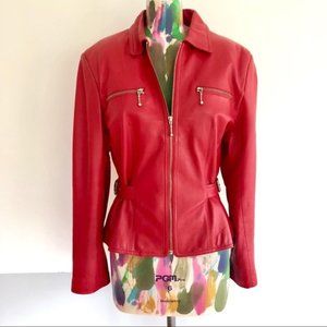 Vintage 90s Red Genuine Leather Jacket